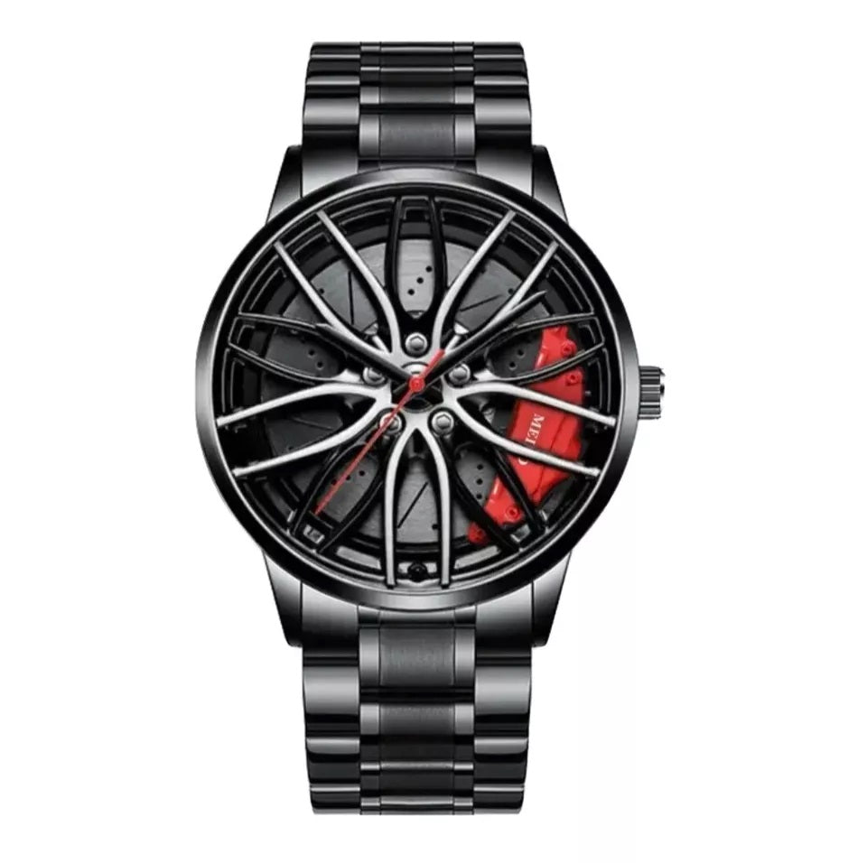 Waterproof Men Quartz Watch Custom Car Wheel Rim Hub Sport Stainless Wristwatch