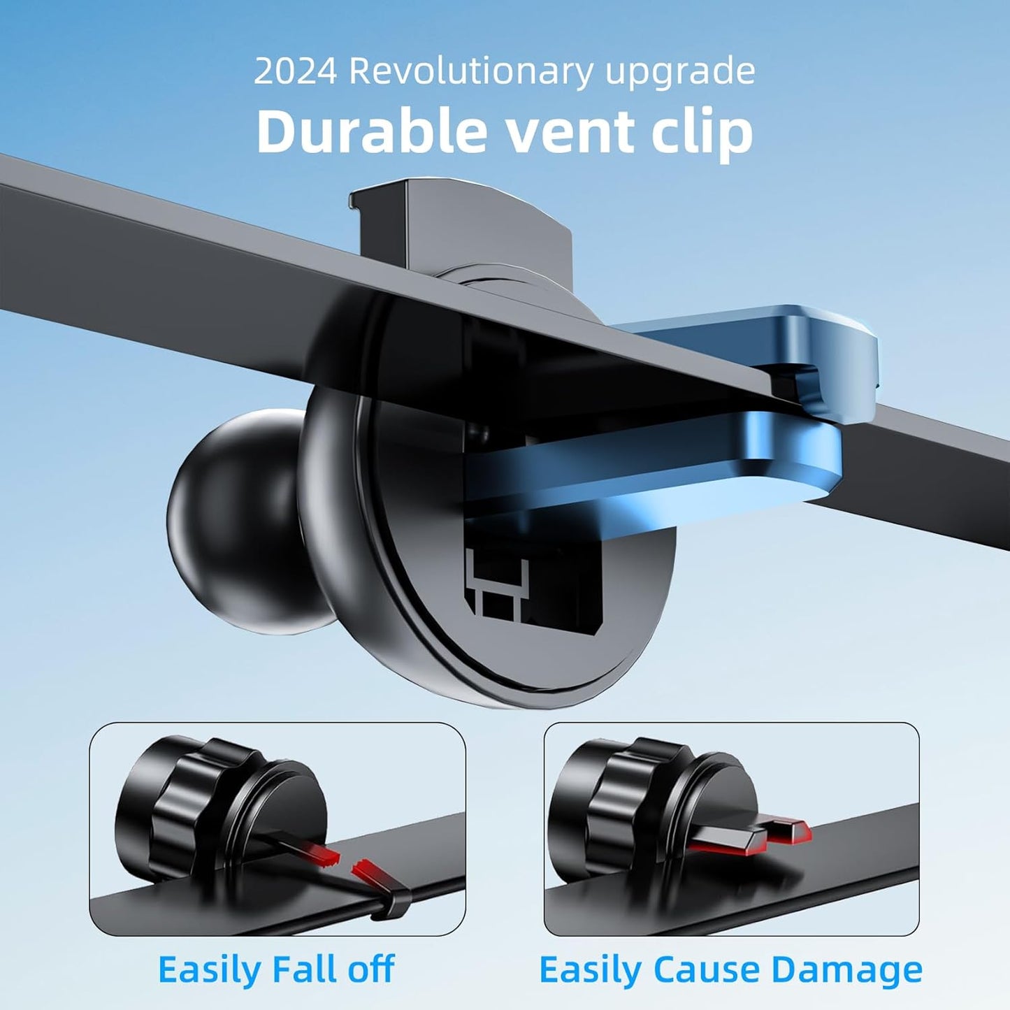 FBB 3-in-1 Phone Mount for car, Military-Grade Suction, Sturdy & Secure Long Arm Suction Cup Holder Universal Car Dashboard Windshield Air Vent Car Phone Holder Compatible with All Smartphones