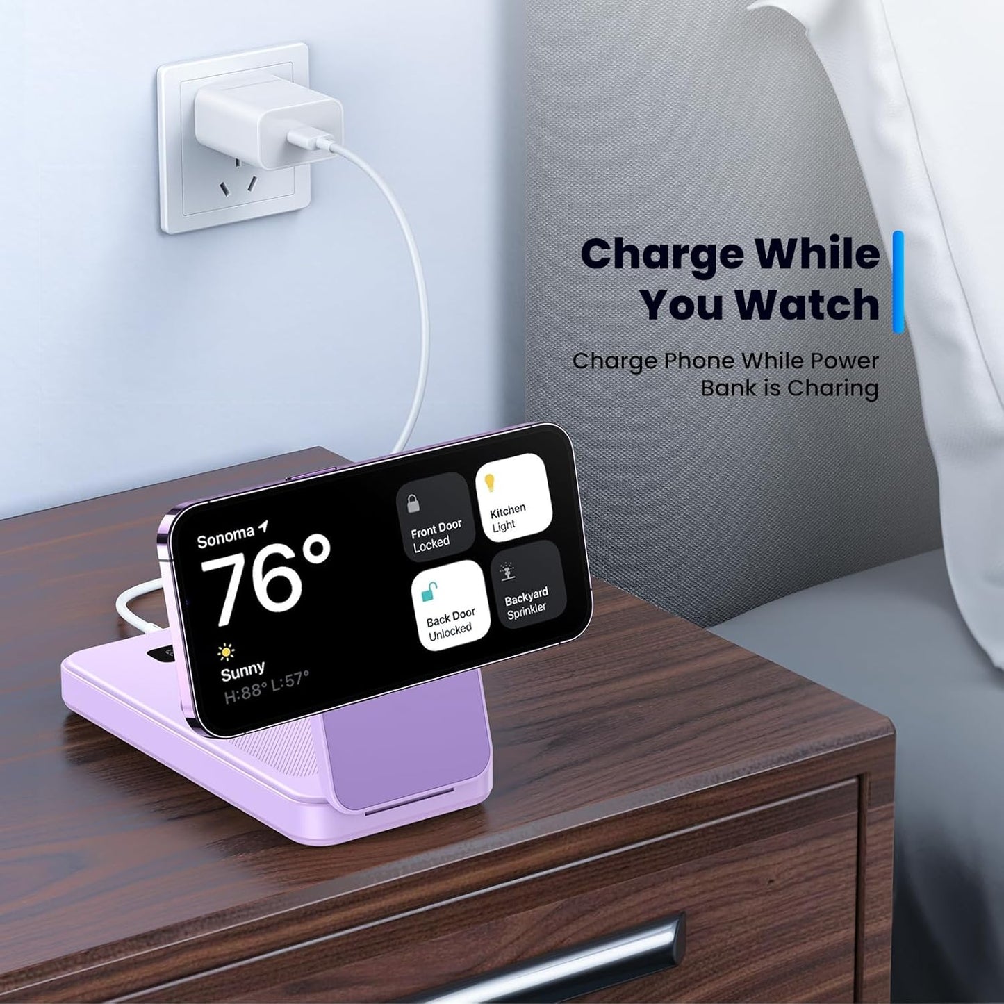 Magnetic Power Bank Stand, 10000mAh Wireless Magsafe Portable Charger with USB-C Cable, 22.5W PD Fast Charging Foldable Power Bank, Battery Pack for iPhone 15/14/13/12 Pro/Pro Max/Plus/Mini