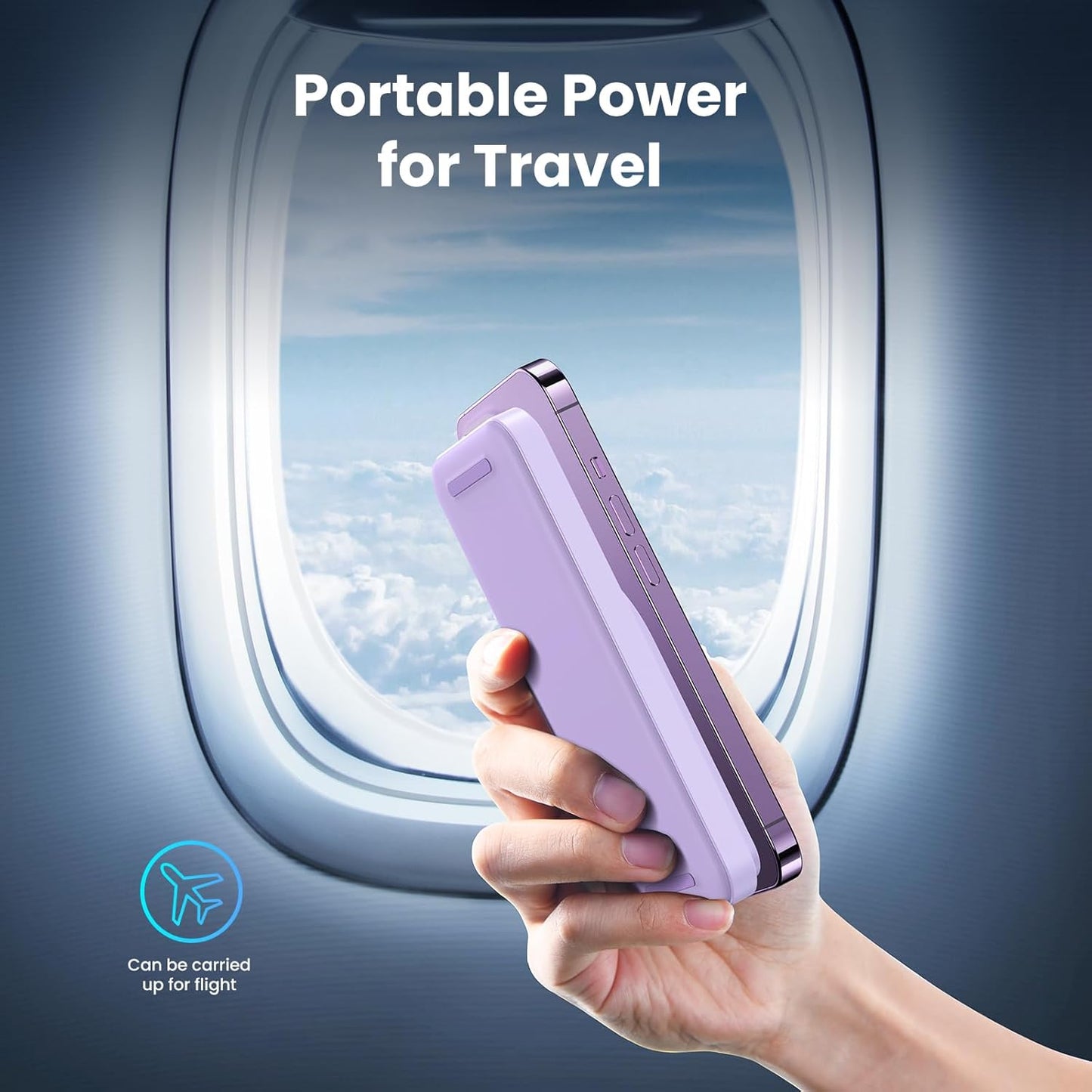Magnetic Power Bank Stand, 10000mAh Wireless Magsafe Portable Charger with USB-C Cable, 22.5W PD Fast Charging Foldable Power Bank, Battery Pack for iPhone 15/14/13/12 Pro/Pro Max/Plus/Mini