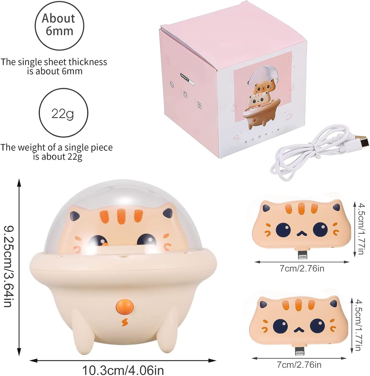 Small Cute Portable Charger, 2 pcs Cute Cat Mini Power Bank with LED Night Light External iOS Portable Phone Charger Battery Pack Emergency Cute Battery Pack Compatible with iPhone 14 (iOS Lightning)