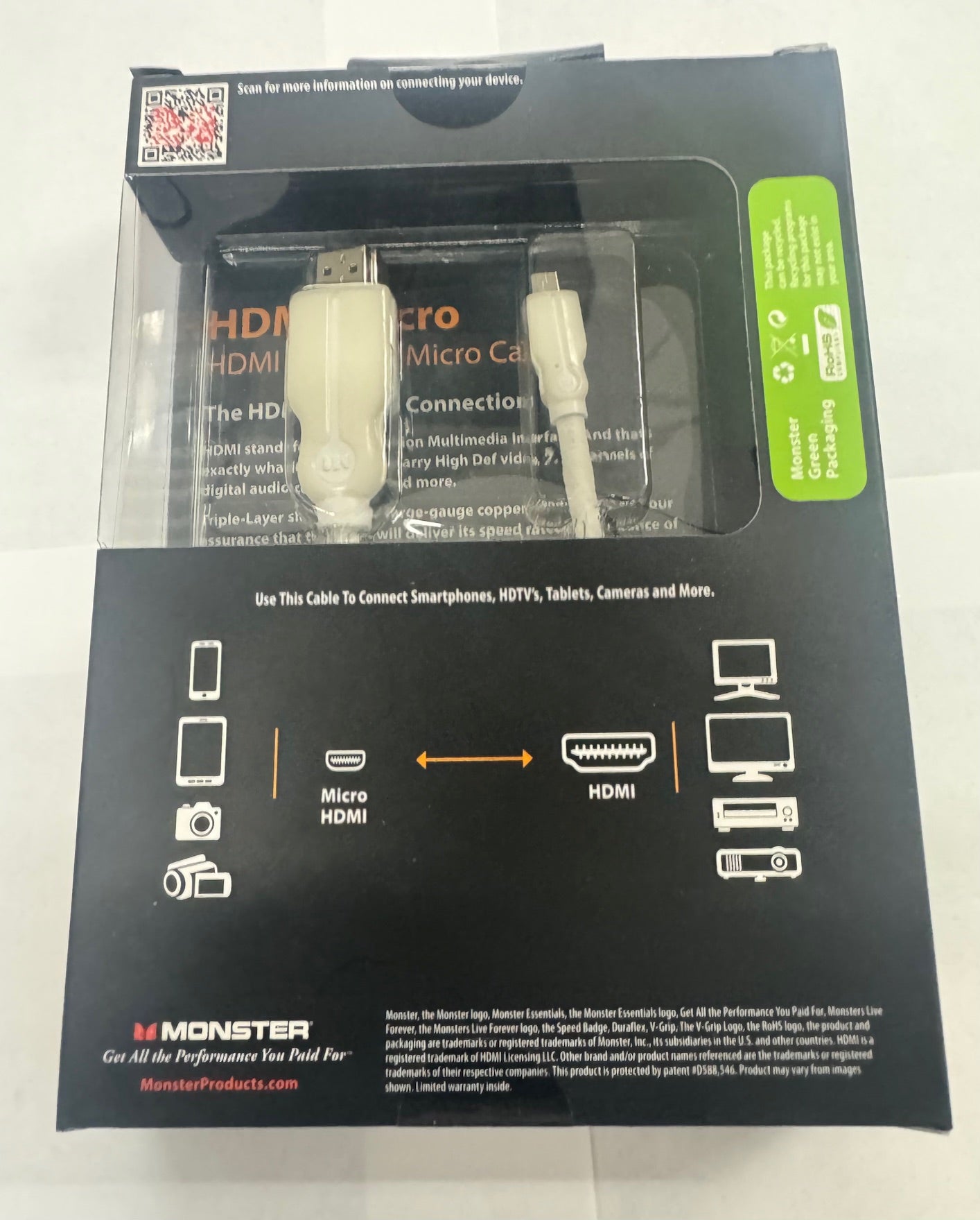 Monster HDMI Micro HDMI to HDMI Micro Cable Connect Smartphones, HDTV's, Tablets