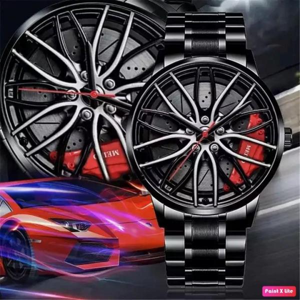 Waterproof Men Quartz Watch Custom Car Wheel Rim Hub Sport Stainless Wristwatch
