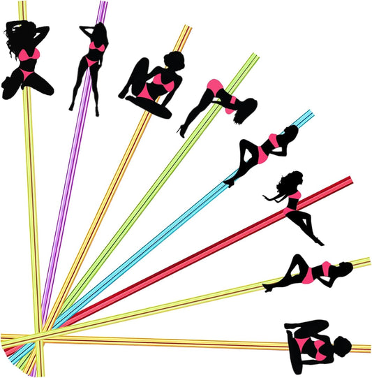 24pcs Bachelorette Party Favors Pink Stripper Dancing WoMen,Reusable Crazy Swirl Straws,Bachelor Straws,Mexican Mermaid Naughty Party Drinks Cocktail Straws Party Supplies bodybuilding 6 color Straws