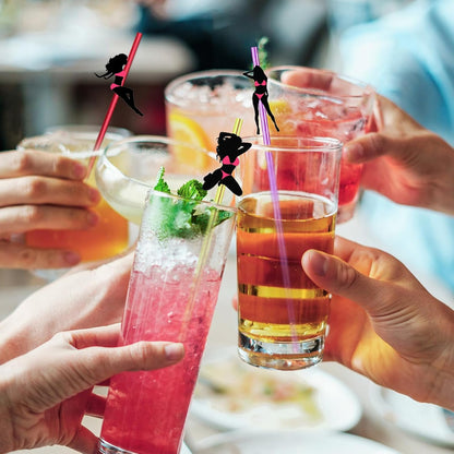 24pcs Bachelorette Party Favors Pink Stripper Dancing WoMen,Reusable Crazy Swirl Straws,Bachelor Straws,Mexican Mermaid Naughty Party Drinks Cocktail Straws Party Supplies bodybuilding 6 color Straws