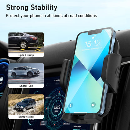 FBB 3-in-1 Phone Mount for car, Military-Grade Suction, Sturdy & Secure Long Arm Suction Cup Holder Universal Car Dashboard Windshield Air Vent Car Phone Holder Compatible with All Smartphones