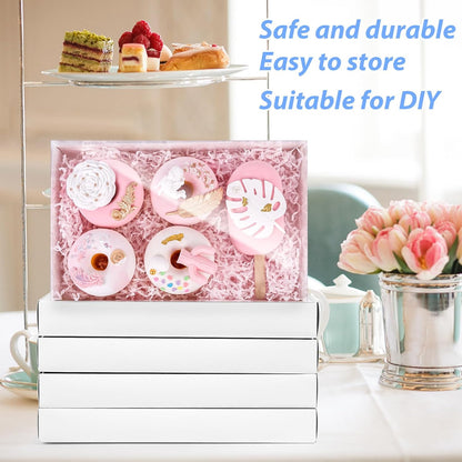 JOHOUSE 10PCS Cookie Boxes, 9.5x6x1.2 Inches White Bakery Boxes with Clear Lids For Cookies Pastries Chocolates, Dessert Boxes Treat Boxes for Class Birthday Wedding Party