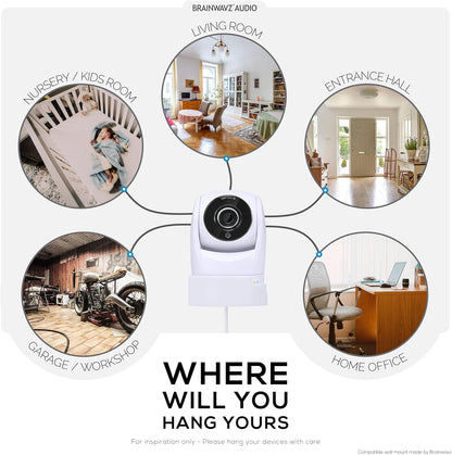 Drill Free Wall Mount for VTech ‎VM901 Camera, Easy to Install Holder with Strong Adhesive, No Mess, Reduces Blind Spots & Clutter, Designed by Brainwavz