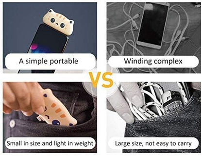 Small Cute Portable Charger, 2 pcs Cute Cat Mini Power Bank with LED Night Light External iOS Portable Phone Charger Battery Pack Emergency Cute Battery Pack Compatible with iPhone 14 (iOS Lightning)