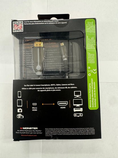 Monster Cable Essential 4.92 ft High Performance HDMI To HDMI Micro Cable