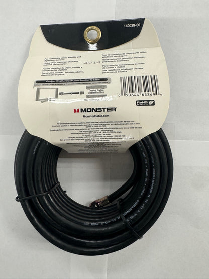 Monster 140039-00 Outdoor Weatherproof Video Coaxial Cable, 25', 7.62m Black